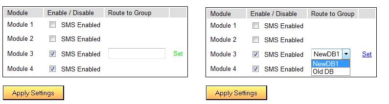 Select the checkbox to enable a module. The Apply Settings button is displayed. 62 Figure 48. Route to Group Screen 3. Click Apply Settings. The Route to Group option is enabled. 4. Optionally, use ACR rules to define the channels the SMS messages will be routed to (see section 4.