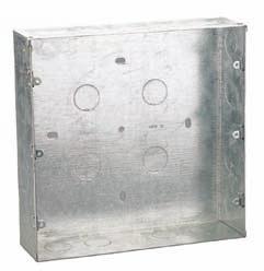 Nos Flush boxes for Mylinc TM plate Factory made metal sheet enclosure top, bottom, side and back wall knockout for conduit entry from any direction.