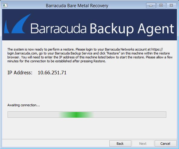 8. In the Barracuda Backup web interface, go to the Restore > Restore Browser page and select the system you want