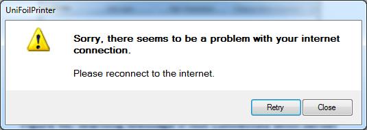 Figure 51: Warning Message If Not Connected With Server When Search button is clicked by the user, the application connects with the designated server to check the availability of any new software &