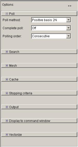 5 Using Direct Search Setting Options in the Pattern Search Tool You can set options for a pattern search in the Options pane, shown in the figure below.