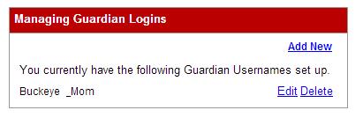 6. Create a guardian login by entering the following information: Guardian username Email address Confirm email address Welcome note (optional) 7.