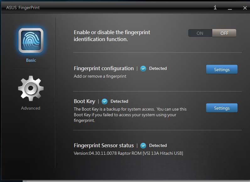 Later on, you may also access this window by launching the ASUS FingerPrint app from the Start Screen.