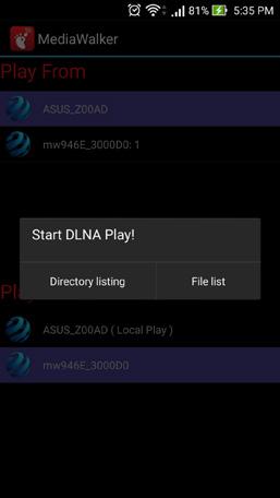 DLNA Player " to list the music contents in the mobile device (Fig 42).