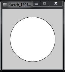 Drawing a Circle Type the text below into the processing app: NOTE: we show code examples in boxes like the one below size (200,200) ; ellipse (100,100,15 0,150) ; And press the run button ( ).