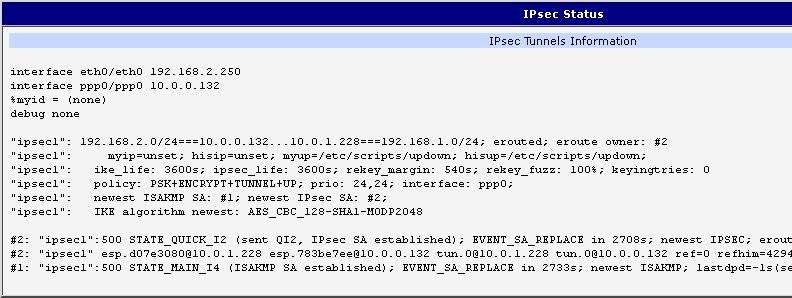 1.5. IPsec status Information on actual IPsec tunnel state can be called up in option IPsec in the menu.