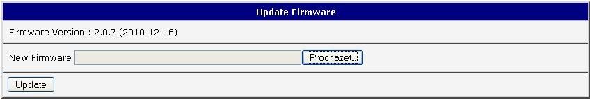 1.38. Update firmware To view the information about the firmware version and instructions for its update select the Update Firmware menu item.