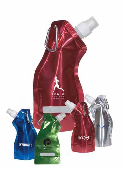 FLEXI-BOTTLES Curvy Flexi-Bottle PL-3878» Made from ultra-lightweight BPA-free PE plastic with an aluminum foil coating for a striking metallic finish holds approx. 13.5 oz.