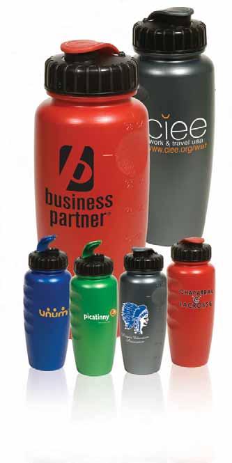 MADE IN USA SPORT BOTTLES Pearl-Tone Gripper Bottle PL-4293» An Eco-Responsible product Bioplastic» 28 oz. high-density polyethylene bottle BPA free» Wide-mouth, flip-top screw-on lid» 4 to 28 oz.