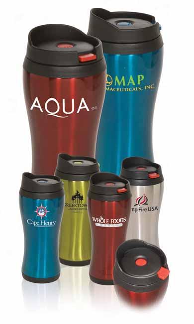 INSULATED TUMBLERS biodegradable and BPA free Click 'n Sip Stainless Tumbler PL-4028» 16 oz.