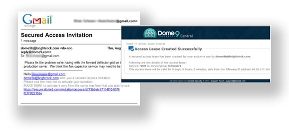 A maximum access time (up to 24 hours) The recipient then receives an email with an embedded link to accept the invitation before they can connect to the server on the designated port.