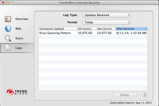 Trend Micro Antivirus for Mac 2015 Product Guide v1.2 Logs To view Logs: 1.