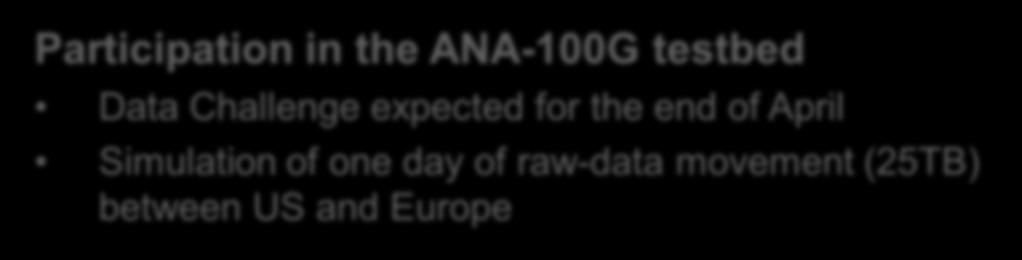 Participation in the ANA-100G testbed Data Challenge expected for the