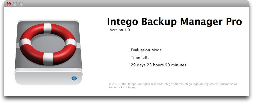 Using Intego Backup Manager Pro in Evaluation Mode To use Intego Backup Manager Pro in evaluation mode, click Evaluate when the Serialization window displays. You can use the software for 30 days.