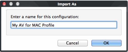 A confirmation dialog appears indicating the successful import of the profile.