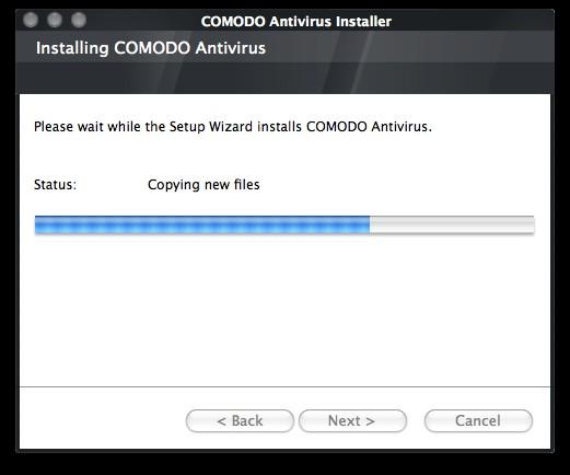 To confirm your choices and begin the installation of the Comodo Antivirus, click 'Install'. The setup status box will be displayed.