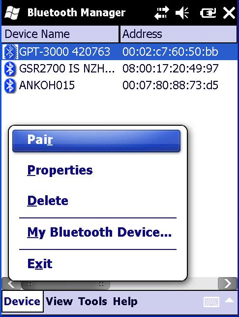 Working with Bluetooth Manager NOTE Paring is not necessary to connect with a Bluetooth device without a passkey setup.
