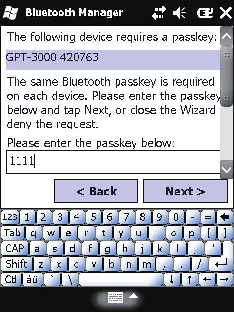 enter a passkey (PIN) for authentication.