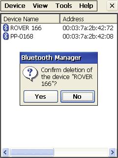 Bluetooth Device Properties Deleting a Device from the List To delete a device from the List of