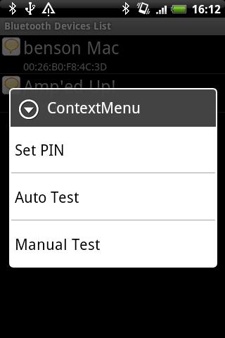 When the application has not connected to the selected device, the context