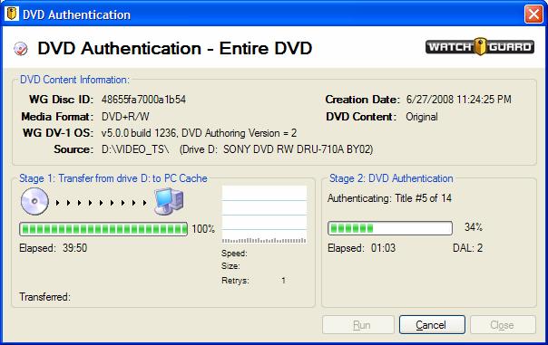 The authentication process starts with Stage 1 where the video data is transferred to the PC s cache.