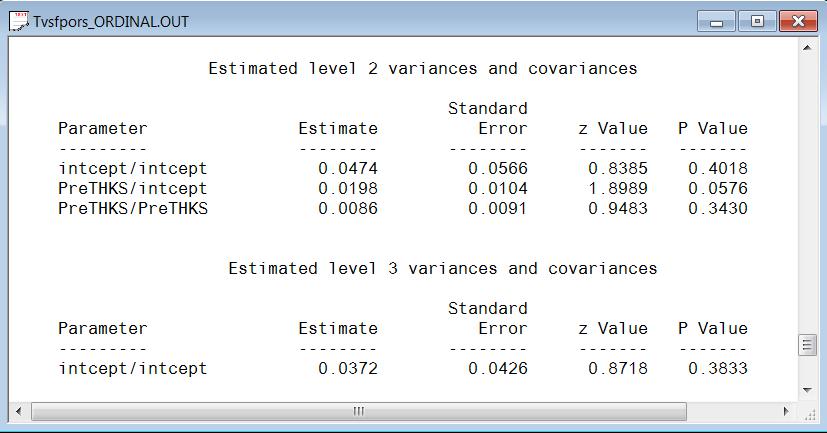 Example 4: A level-4 model with continuous outcome variable (\mlevelex)! Measurements made on 1,192 participants at three occasions.! In the case of some of the participants, measurements were!