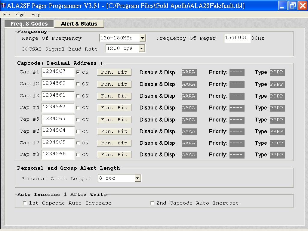 Code and Features Menu Frequency You can select the range of frequency and all setting will load