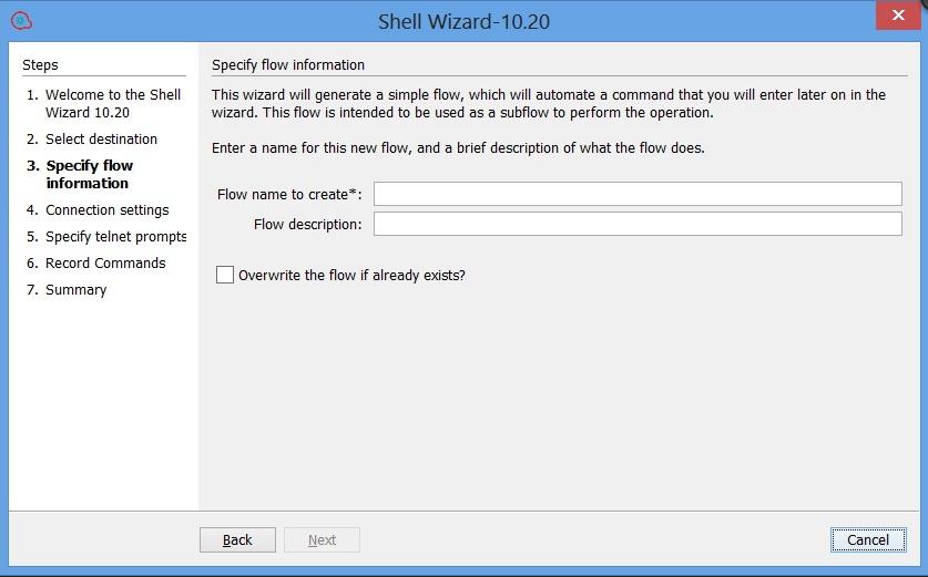 Shell Wizard Steps Click Next to open the Connection settings page. Step 4.
