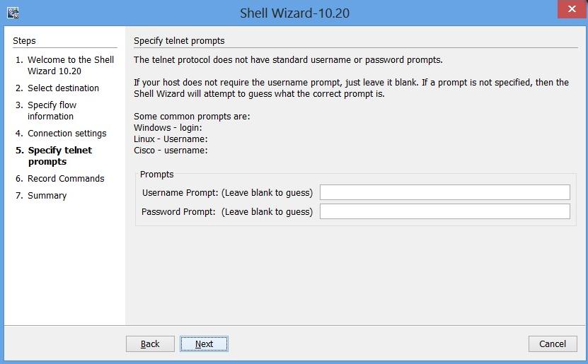 Shell Wizard Steps Click Next to open the connection. The Authenticating window opens until the connection is established. Step 6.