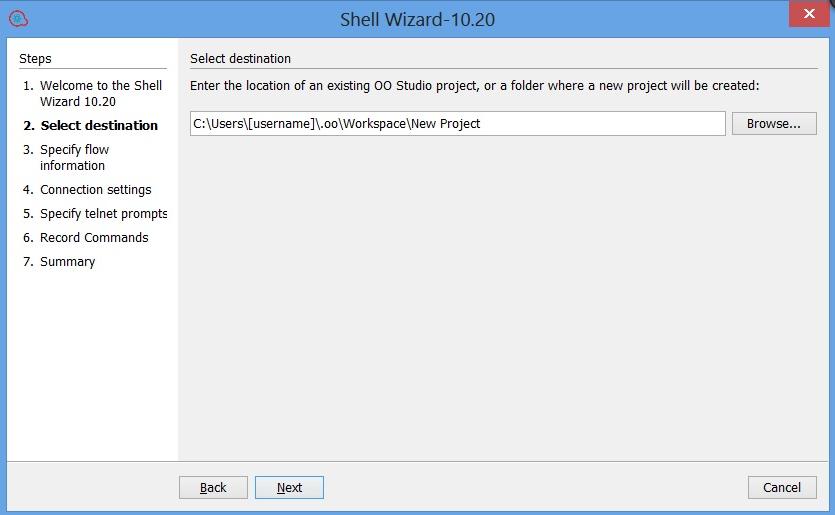 Shell Wizard Steps Shell Wizard Steps Step 1. Welcome Page Start the Shell Wizard to open the Welcome page. Click Next to open the Select Destination page. Step 2.