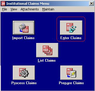 Quick Start Institutional Claim Form 1. From the PC-Ace Main Form select the Institutional Claims Processing icon: 2.