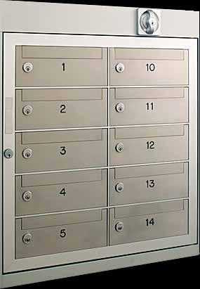 Like the Front Loading Series, individual tenant delivery flap access is through the front of the mailbox.