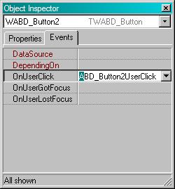 Next is to give TWABD_Button2 another caption and write some event code for it: Make the event handler look like this: procedure TDataModule2.