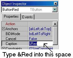 (Caption) của nút bên phần Properties. Thay vì Button1, bạn hãy thay bằng &Red (dấu & đề chỉ thị phím tắt, ở đây là chữ R ). Sau đó bấm F11. Bấm đúp chuột trái vào buttion này.