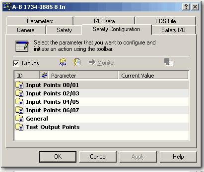 Configure the Module for a SmartGuard Controller Chapter 6 2. Click the Safety Configuration tab. 3. Double-click each set of input points to edit their configuration.