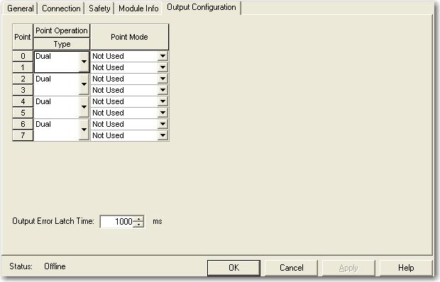 Assign the Point Operation Type. Choose Single Dual (default) Description The output is treated as a single channel. The POINT Guard I/O module treats the outputs as a pair.