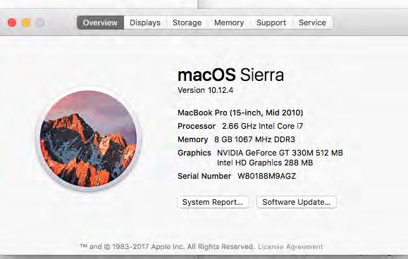 VERIFYING SYSTEM REQUIREMENTS ON MAC OS X Step 1: Verify the following three requirements: Pentium 4-3.0 GHz Processor 2G RAM Operating System - Mac OS X Yosemite 10.10, El Capitan 10.