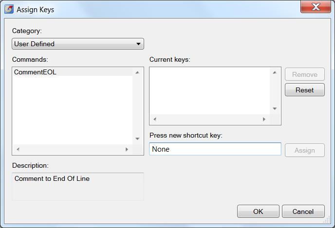 3. ASSIGNING SHORTCUT KEYS Assign a shortcut with Program > Editor Macros > Macros > [click on a macro name] > Assign keys SAS Enterprise Guide opens the Assign Keys dialog box: Figure 5.