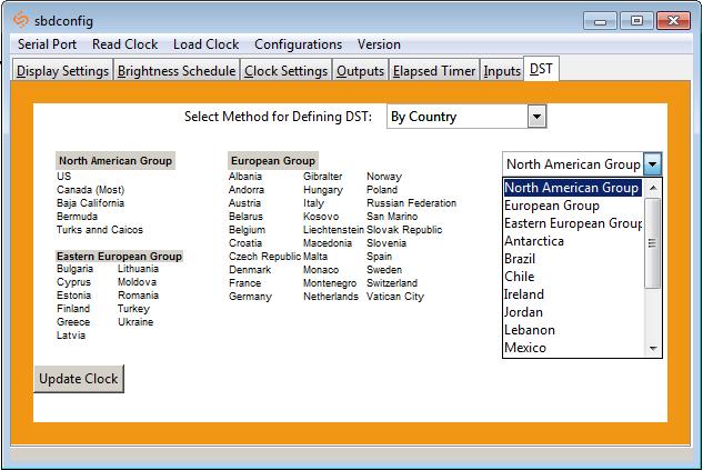 Sbdconfig - DST (continued) The Sapling Company, Inc. By Country: When this option is selected, Daylight Saving Time can be chosen by country.