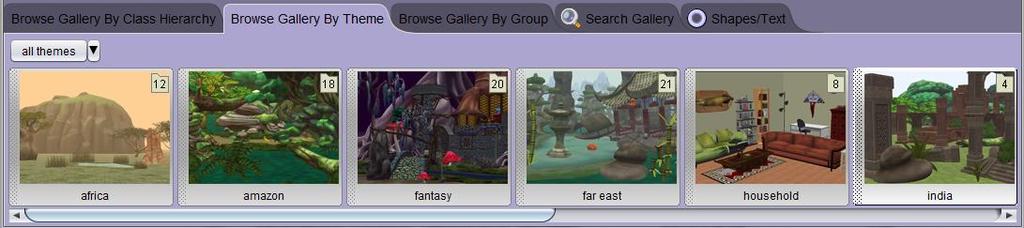 If you want you can also view the objects by theme or by group as shown below. The search feature is nice if you are looking for a particular object.