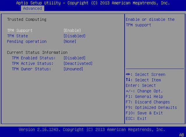 (Optional) Configure TPM Support (Windows) The updated TPM Configuration menu is displayed. 6. Press F10 to save the changes and exit the BIOS Setup utility.