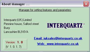 2.3.3 About Manager... This is the program version with web link, email address, postal address and company logo. 2.3.4 Bottom bar Explanation from left: Detection of USB cable (after correct driver installation) Name of file in use Downloaded firmware version from Door Phone Date and time from PC 2.
