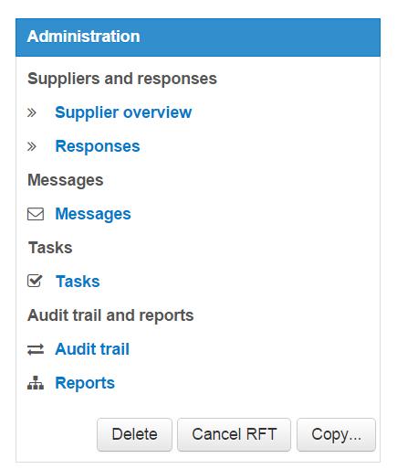 The Administration section of the above screen (enlarged below) will display all new received messages from intended suppliers under the messaging tab.