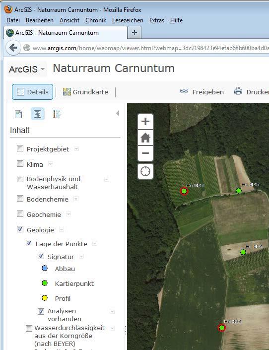 Web Map Naturraum Carnuntum Manual Page 10/20 If You want the drawing of certain layers, switch on their corresponding checkbox(es), or switch them off again, to hide the layers from the map (Fig. 6).