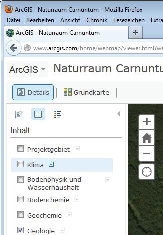 Web Map Naturraum Carnuntum Manual Page 14/20 5.) Optional Transparency Click on the small arrow besides the theme name (Fig. 10). Fig.