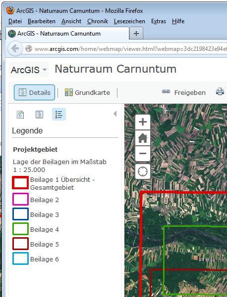 Web Map Naturraum Carnuntum Manual Page 5/20 After loading the Web Map, please click the Symbol Show Contents of Map, to see the