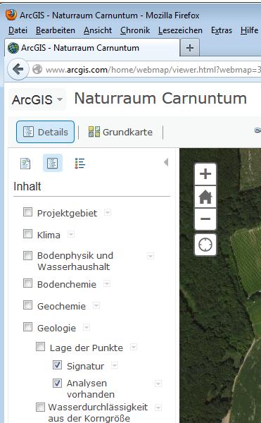 Web Map Naturraum Carnuntum Manual Page 8/20 If You click on a data layer, i.e. the layer Lage der Punkte, the corresponding legend is shown.