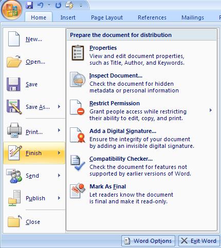 Document permission can be restricted through Office 2007.