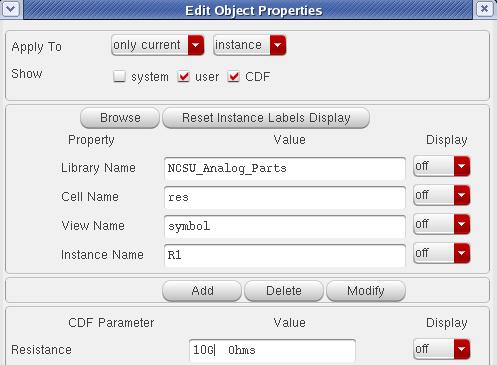 Figure 3: Adding a load resistor Select the vdc source, execute (VLE)Edit>Properties> Objects.