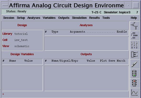 Simulation with Affirma Analog Circuit Design Environment To verify a circuit is working and test the functionality of the schematic we must simulate the circuit.